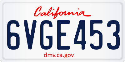 CA license plate 6VGE453