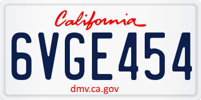 CA license plate 6VGE454