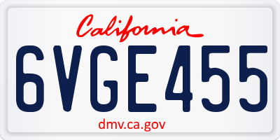 CA license plate 6VGE455