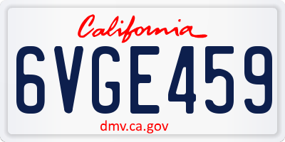 CA license plate 6VGE459