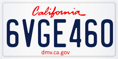 CA license plate 6VGE460