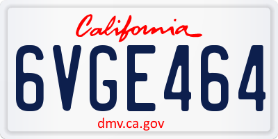 CA license plate 6VGE464