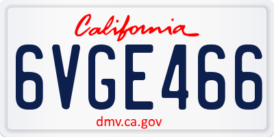 CA license plate 6VGE466