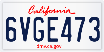 CA license plate 6VGE473