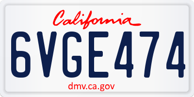 CA license plate 6VGE474