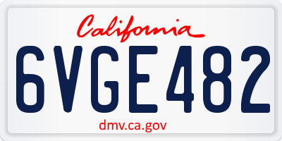 CA license plate 6VGE482