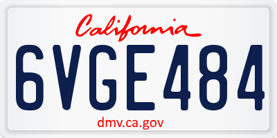 CA license plate 6VGE484