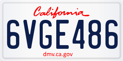 CA license plate 6VGE486