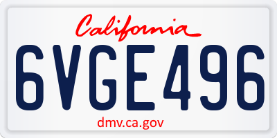 CA license plate 6VGE496