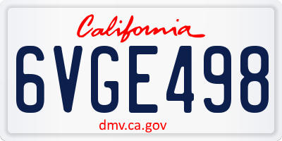CA license plate 6VGE498