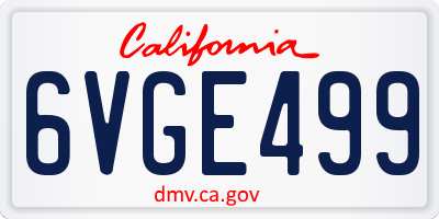CA license plate 6VGE499