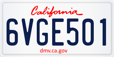 CA license plate 6VGE501