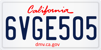 CA license plate 6VGE505