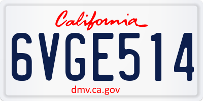 CA license plate 6VGE514