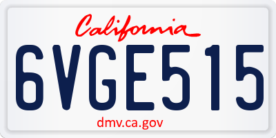 CA license plate 6VGE515