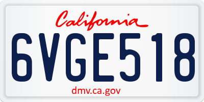 CA license plate 6VGE518