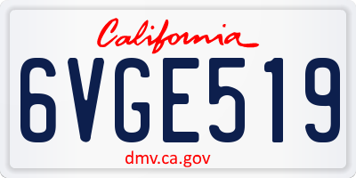 CA license plate 6VGE519