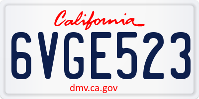 CA license plate 6VGE523