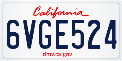 CA license plate 6VGE524