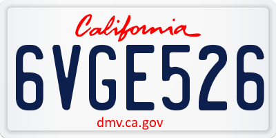 CA license plate 6VGE526