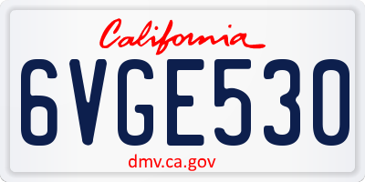 CA license plate 6VGE530