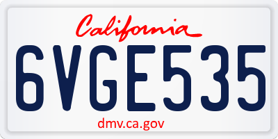 CA license plate 6VGE535