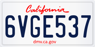 CA license plate 6VGE537