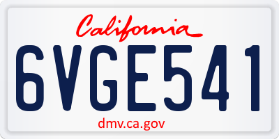 CA license plate 6VGE541