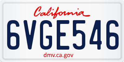 CA license plate 6VGE546
