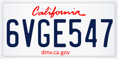 CA license plate 6VGE547