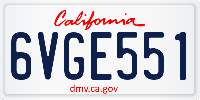 CA license plate 6VGE551