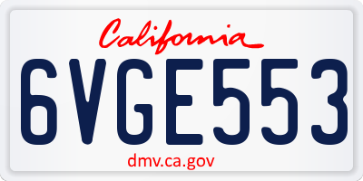 CA license plate 6VGE553