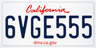 CA license plate 6VGE555