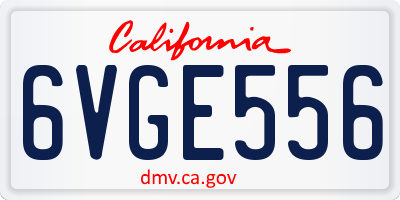 CA license plate 6VGE556