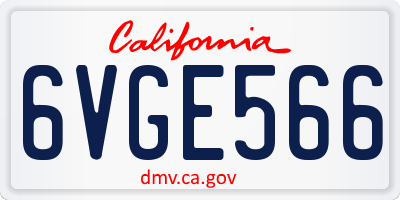 CA license plate 6VGE566