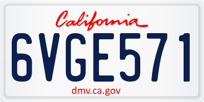 CA license plate 6VGE571