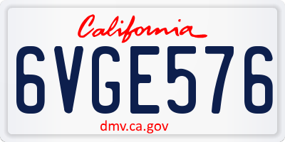 CA license plate 6VGE576