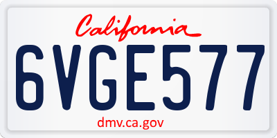CA license plate 6VGE577