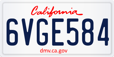 CA license plate 6VGE584