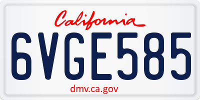 CA license plate 6VGE585
