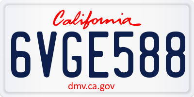 CA license plate 6VGE588