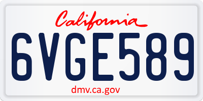 CA license plate 6VGE589