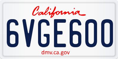 CA license plate 6VGE600