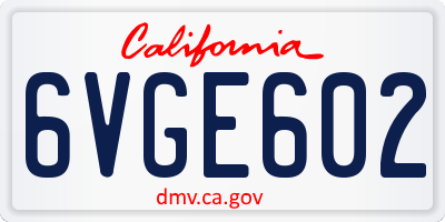 CA license plate 6VGE602