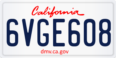 CA license plate 6VGE608