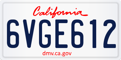 CA license plate 6VGE612