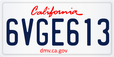 CA license plate 6VGE613