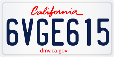 CA license plate 6VGE615