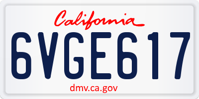 CA license plate 6VGE617