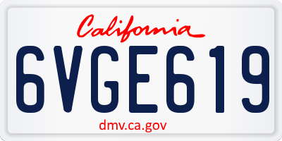 CA license plate 6VGE619